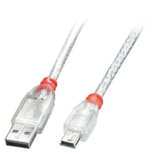 Lindy 41782 USB-kabel 1 m USB 2.0 USB A Mini-USB B Transparent