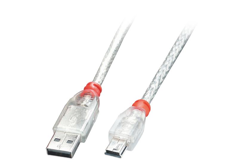 Lindy 41782 USB-kabel 1 m USB 2.0 USB A Mini-USB B Transparent