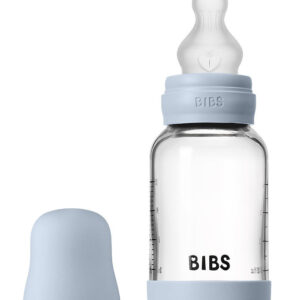 BIBS Sutteflaske - 120 ml - Glas/Silikone - Baby Blue