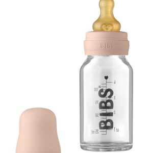 BIBS Sutteflaske - Glas - Slow Flow - 110 ml - Naturgummi - Blus
