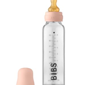 BIBS Sutteflaske - Glas - Slow Flow - 225 ml - Naturgummi - Blus