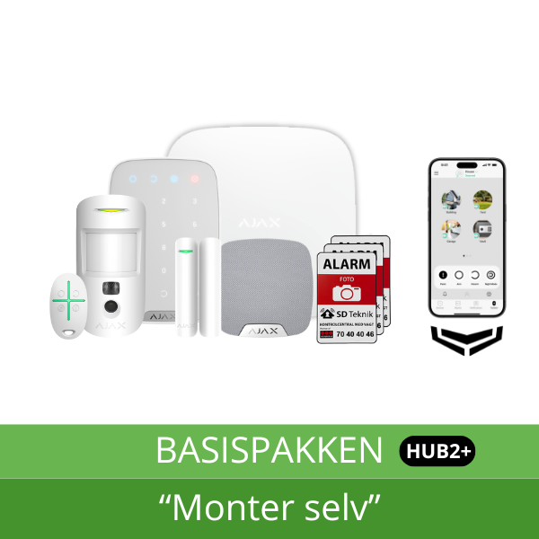 AJAX HUB 2 PLUS Basispakke m/PhOd - Hvid