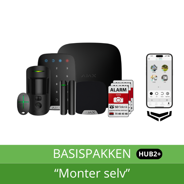 AJAX HUB 2 PLUS Basispakke m/PhOd - Sort