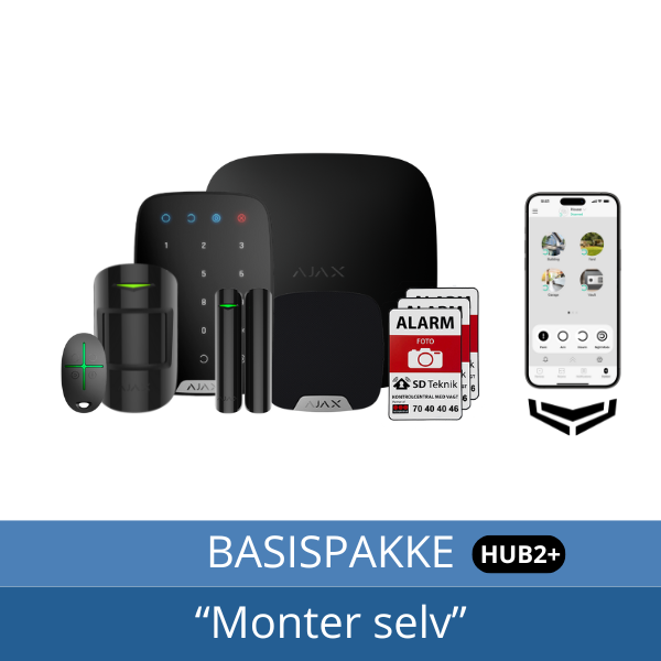 AJAX HUB 2 PLUS Basispakke m/pir - Sort