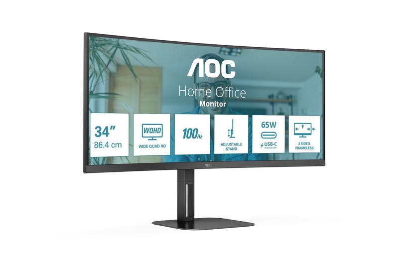 AOC Value-line CU34V5C/BK skærm - WLED - 34" - AMD FreeSync - VA - 4ms,1ms - WQHD 3440x1440 ved 100Hz