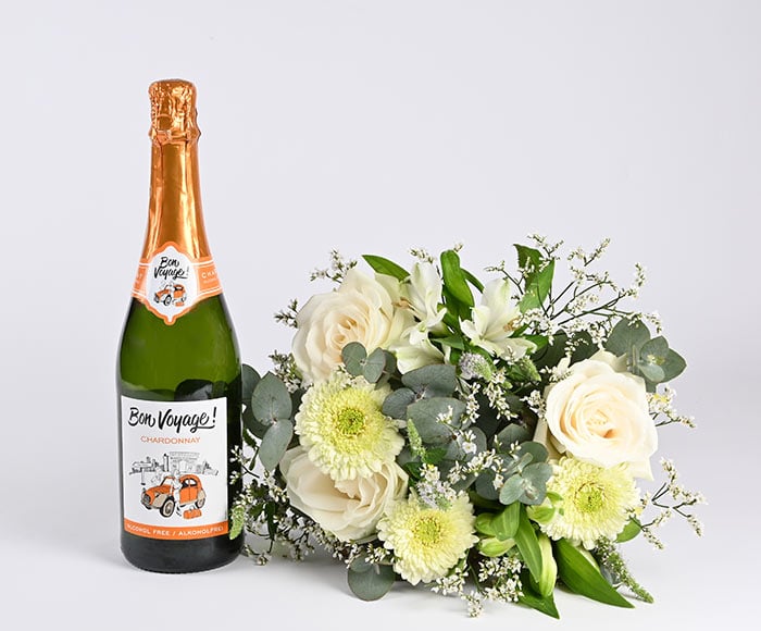 Alkoholfri bobler med lys buket, floristens valg - Send blomster med Bloomit