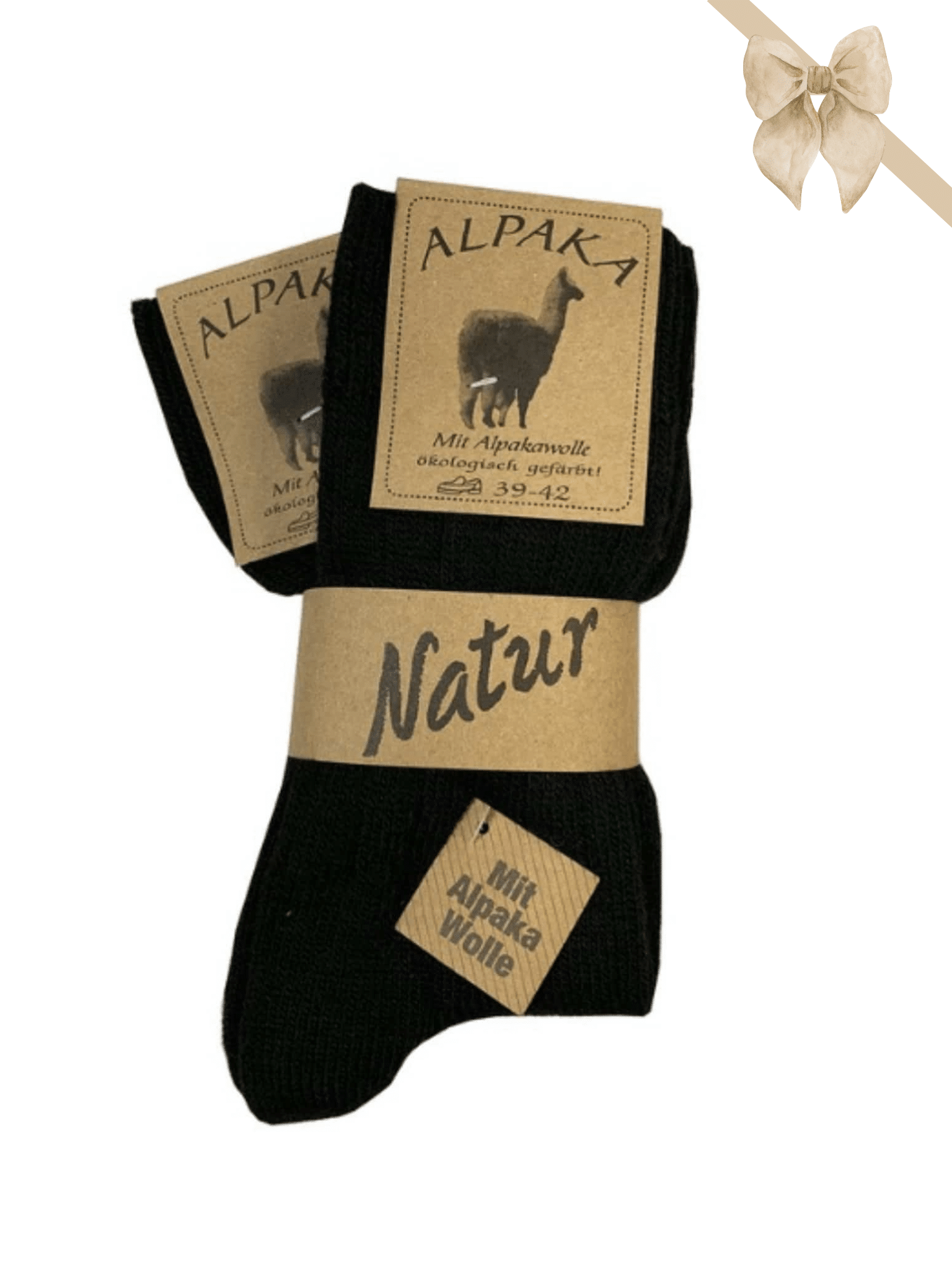 Alpaka Uldsokker | Sort, Pakke med 2 par 35/38