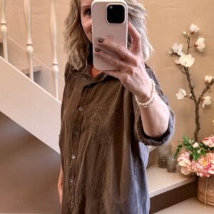 Anna Fløjs Skjorte med broderi - Brun