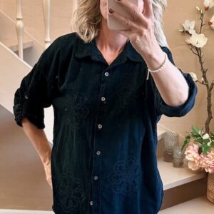 Anna Fløjs Skjorte med broderi - Sort