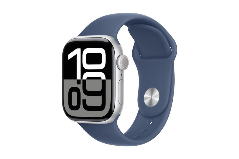 Apple Watch Series 10 (GPS) - sølvaluminium - smart ur med sportsbånd - denim - 64 GB
