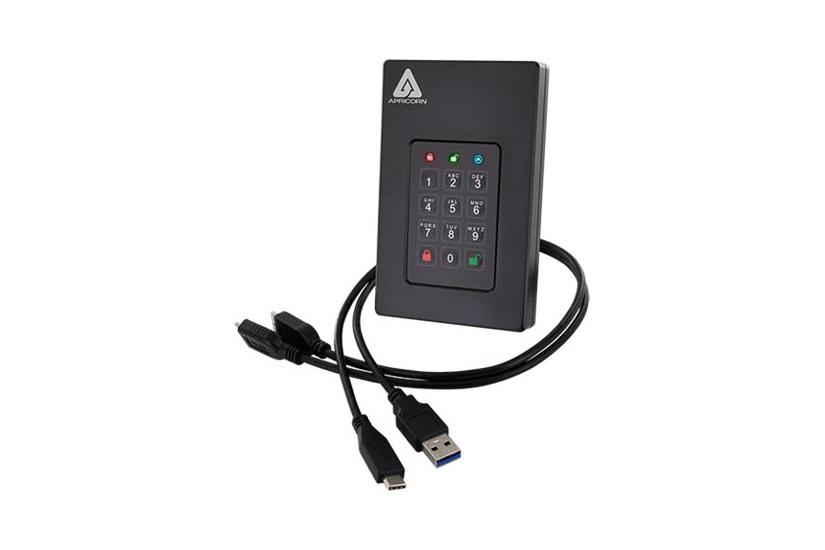 Apricorn Aegis Fortress L3 - 2 TB - Ekstern HDD - USB 3.1 - 9 pin USB Type A