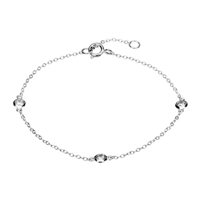 Armbånd i Sølv med Zirkoniasten - 16 til 18 cm