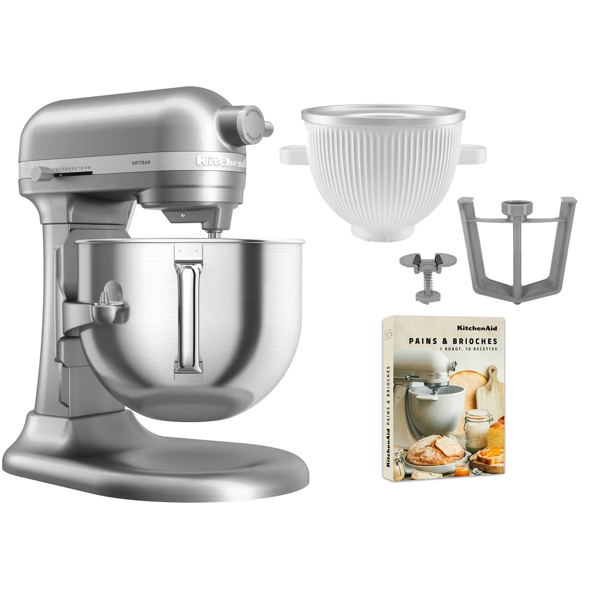 Artisan 5KSM70SHXE køkkenmaskine 6,6 liter + 5KSMICM Ice Cream Maker, contour silver