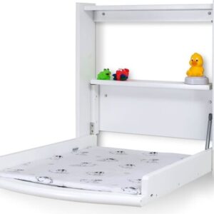 Babytrold - Væghængt Puslebord Inkl. Madras - Hvid