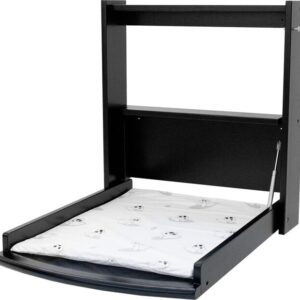 Babytrold - Væghængt Puslebord Inkl. Madras - Sort