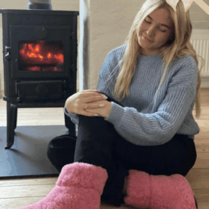 Bamsefutter 100% Uld Skridsikker Sål | Høje Pink 37/38