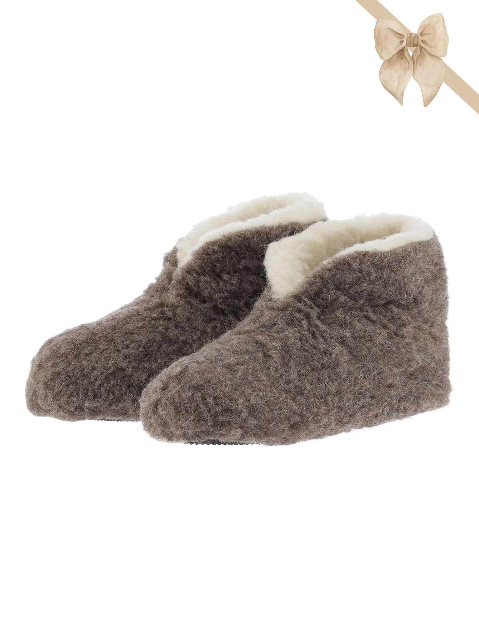 Bamsefutter 100% Uld Skridsikker Sål | Korte Brune 37/38