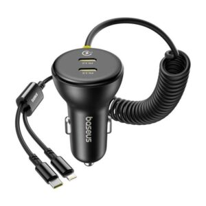 Baseus 60W USB-C Car Charger with Lightning Cable Black