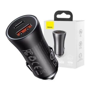 Baseus Car charger Golden Contactor Max USB + USB-C 60W (grey)