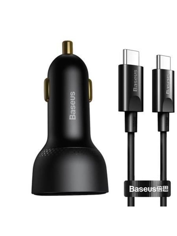 Baseus Car charger Superme USB USB-C 100W + USB-C cable (black)