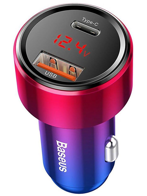 Baseus Magic Car Charger USB + USB-C QC 4.0 PD 45W (Red+Blue)