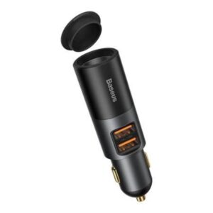 Baseus Share Together Fast Charge Car Charger with Cigarette Lighter Expansion Port 2x USB 120W (Gray)