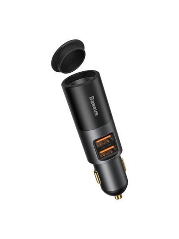 Baseus Share Together Fast Charge Car Charger with Cigarette Lighter Expansion Port 2x USB 120W (Gray)