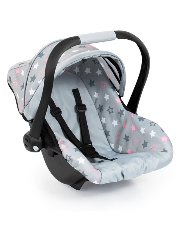 Bayer Design Deluxe Car Seat with Canopy for Dolls - Grey w/ Stars (67907AA)