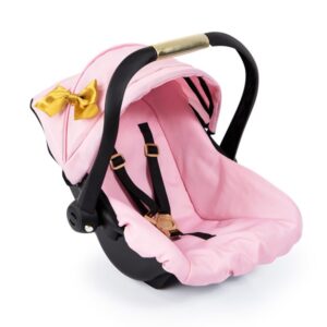 Bayer Design Deluxe Car Seat with Canopy for Dolls - Pink w/ Gold Bow (67990AA)