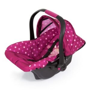 Bayer Design Deluxe Car Seat with Canopy for Dolls - Rose w/ dots