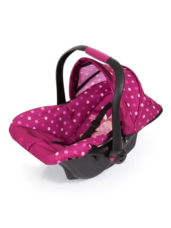 Bayer Design Deluxe Car Seat with Canopy for Dolls - Rose w/ dots