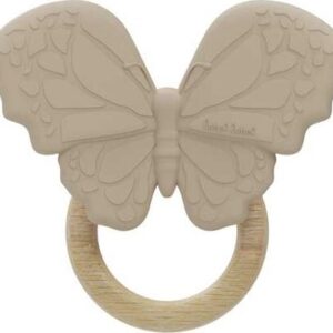Bidering I Træ Og Silikone - Sommerfugl - Nougat - Label Label