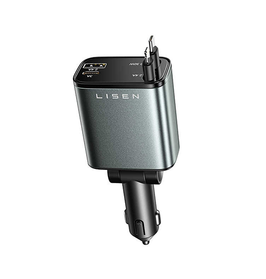 Biloplader M. udtrækkelig USB-C & Lightning - 100W - LISEN™