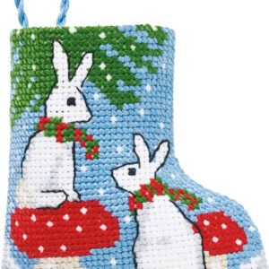 Broderi Kit - Kaniner Julestrømpe