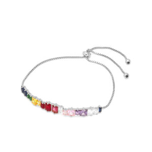 #Candy Silver armbånd 26 cm - Rhodineret Sterling sølv med farvede zirkoner