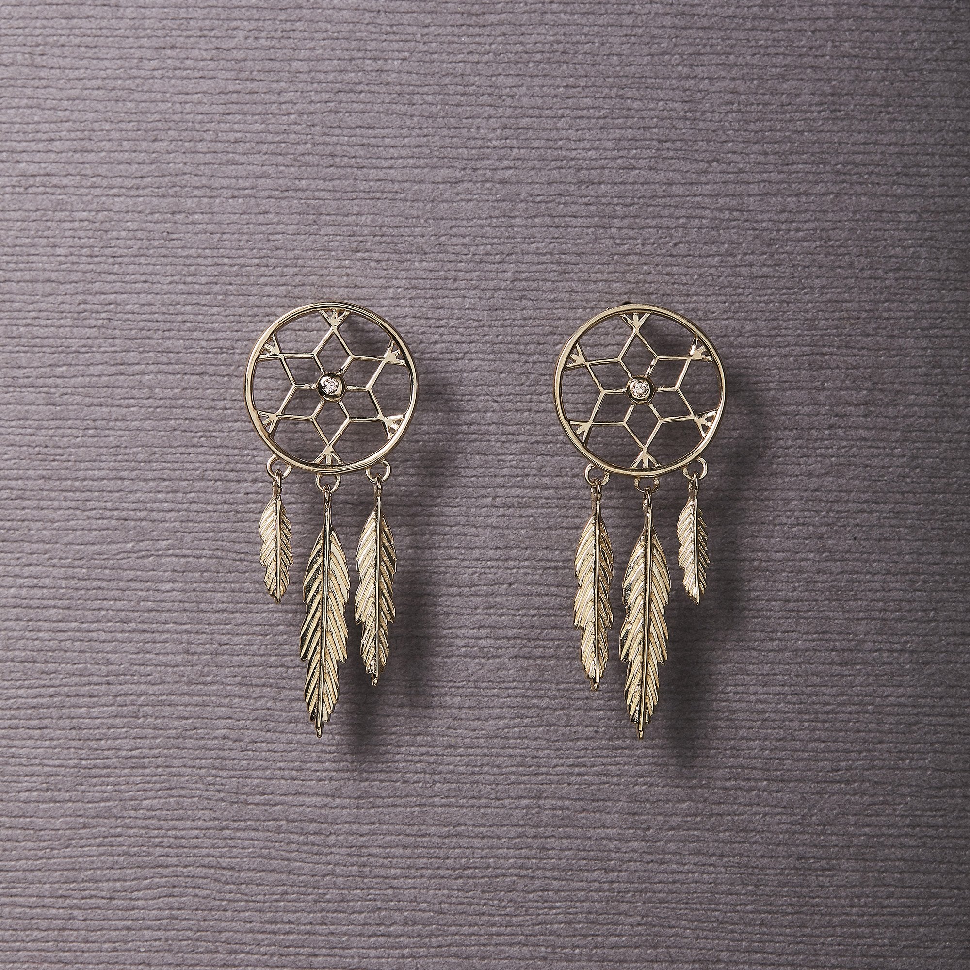 #CatchingDreams Øreringe - 14 karat guld med diamant - 10 DAGES LEVERING