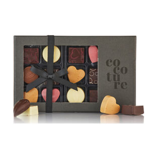 Chokoladeæske med 14 stk. fyldte chokolader fra Cocoture