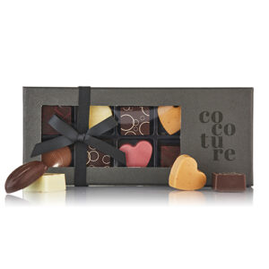 Chokoladeæske med 9 stk. fyldte chokolader fra Cocoture