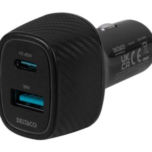 DELTACO bilstrømsadapter - 24 pin USB-C, USB - 63 Watt