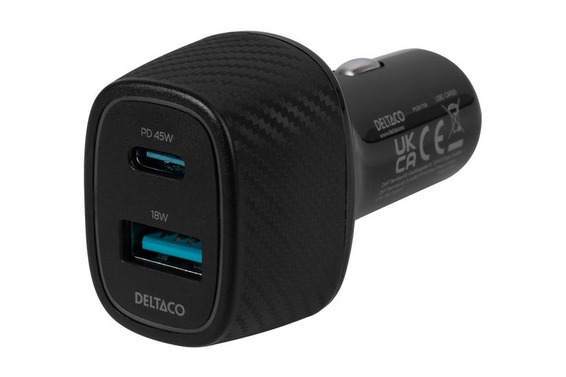 DELTACO bilstrømsadapter - 24 pin USB-C, USB - 63 Watt