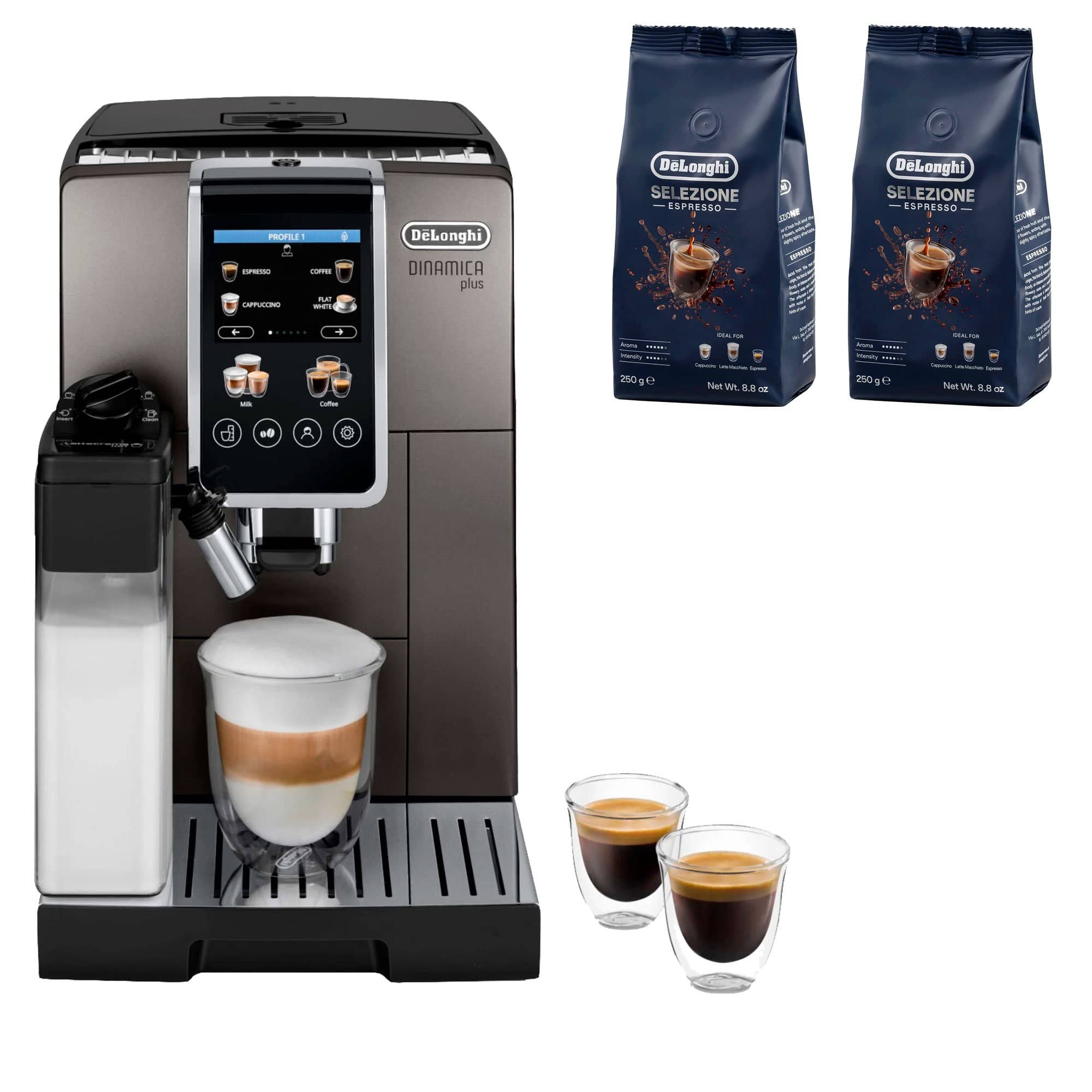 Delonghi Dinamica Plus kaffemaskine & 2 stk. kaffebønner DLSC600