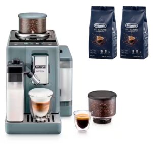 Delonghi Rivelia Fuldautomatisk Kaffemaskine, grå & 2 stk. kaffebønner DLSC600