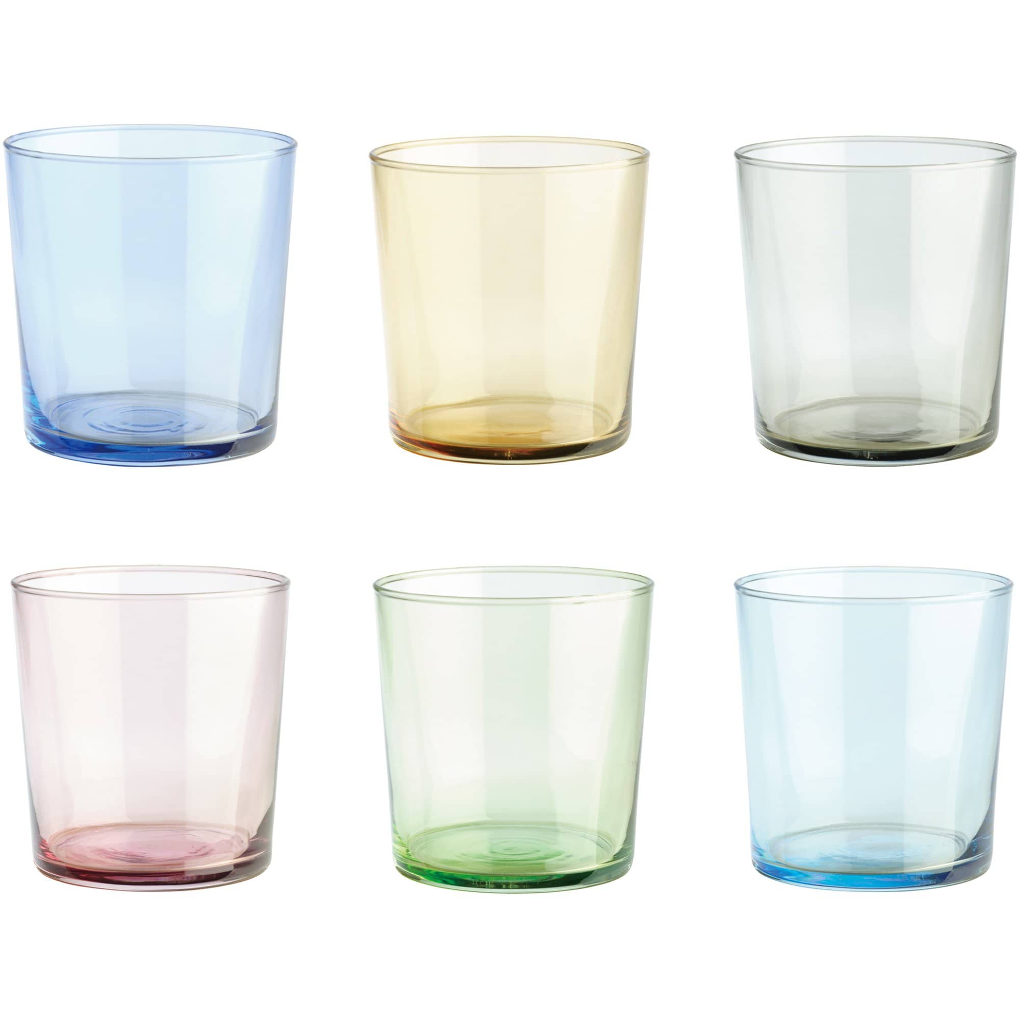 Drikkeglas, 34,5 cl, blandede farver, 6 stk.
