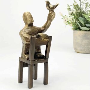 Én fugl i hånden - den der griber chancen - ægte bronze