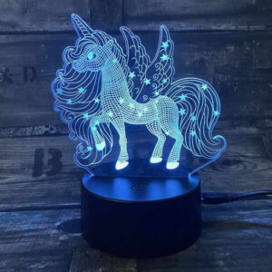 Enhjørning 3D lampe