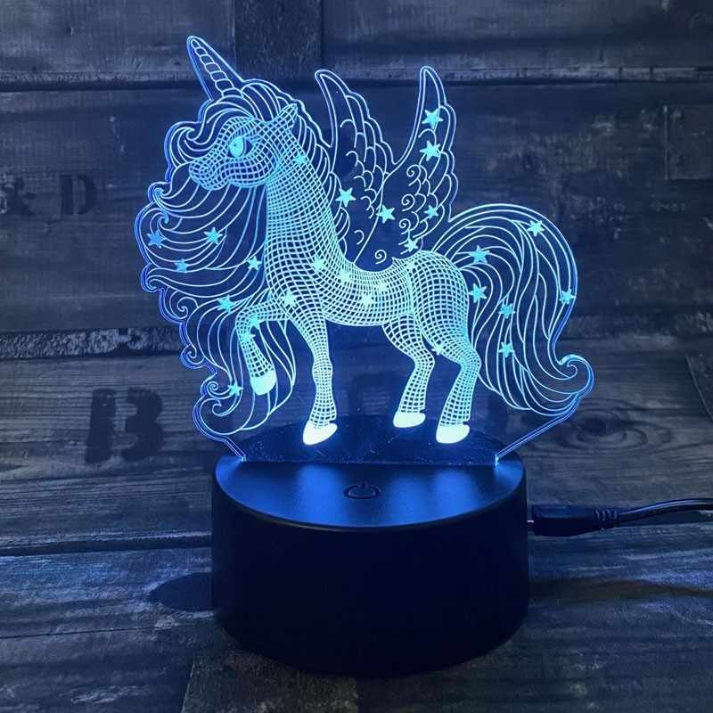 Enhjørning 3D lampe