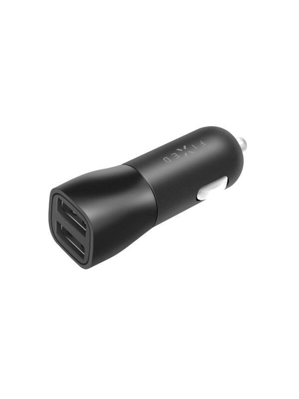 FIXED Biloplader 2xUSB-A 15W 12/24V Sort