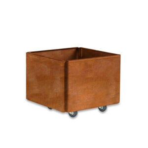 FREJA Plantekasse på hjul 40 x 40 x 27 - Rustjern Uden sneglekant