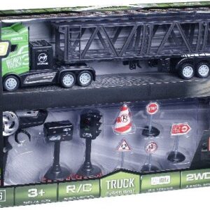 Fjernstyret Lastbil Med Transporter - Inkl. Tilbehør - 1:16 - 9 Dele - Crazon