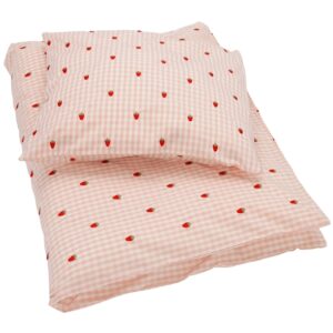 Flöss Sengetøj - Baby - Dolly Duvet - Pink Berry Gingham - Jordbær